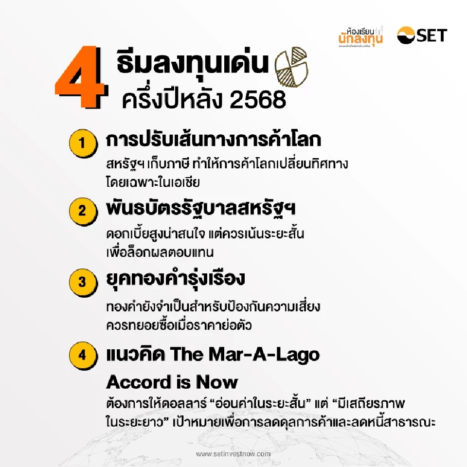 4 ธีมหุ้นลงทุนเด่น ครึ่งหลังปี 68