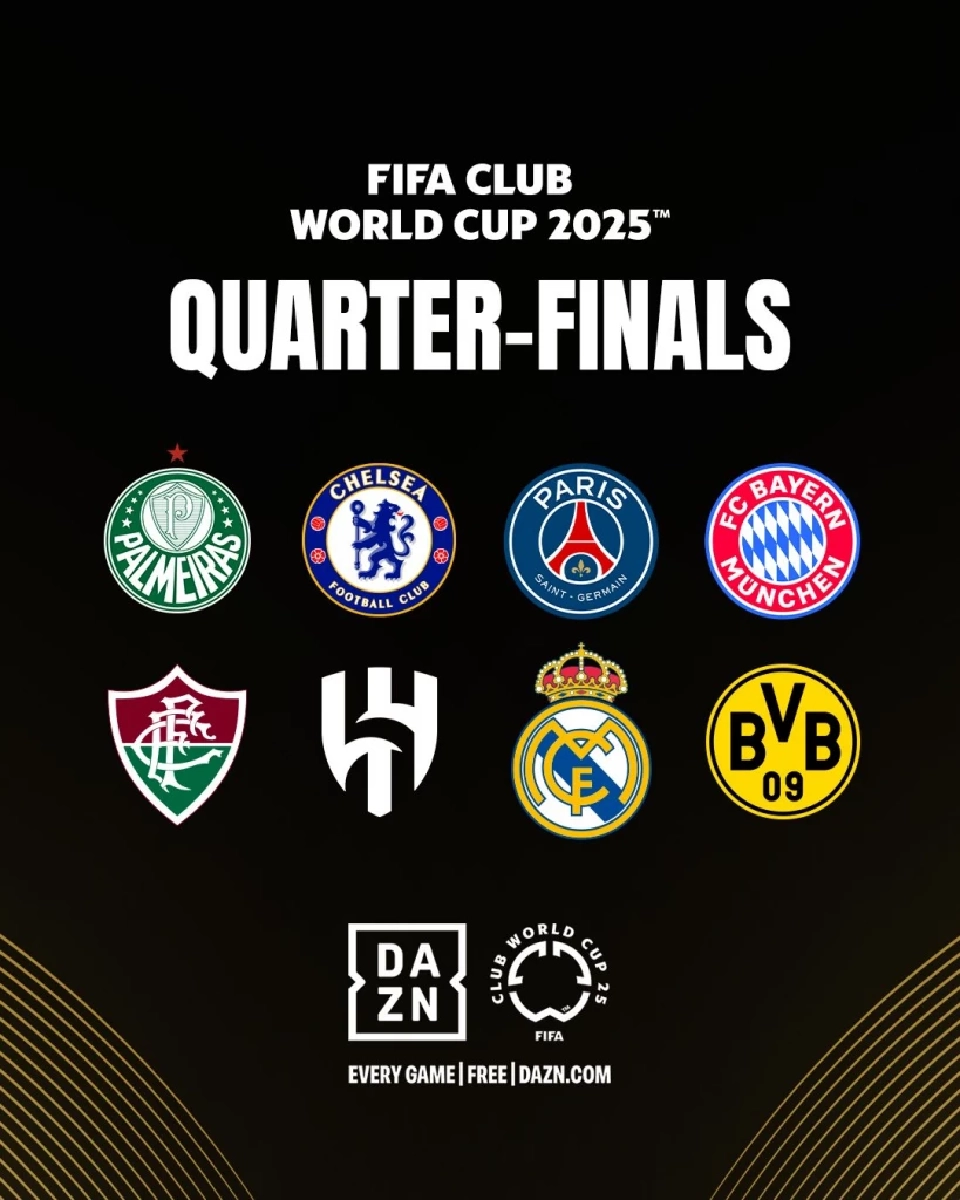 เช็กตารางแข่ง รายชื่อ 8 ทีมทะลุรอบรองฯฟุตบอลชิงแชมป์สโมสรโลก 2025