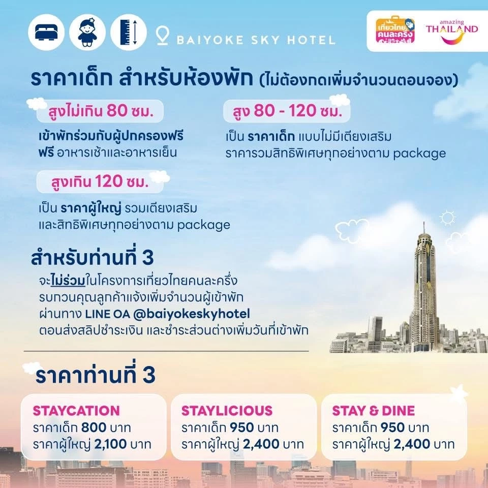 ราคาเด็กสำหรับโรงแรมใบหยก