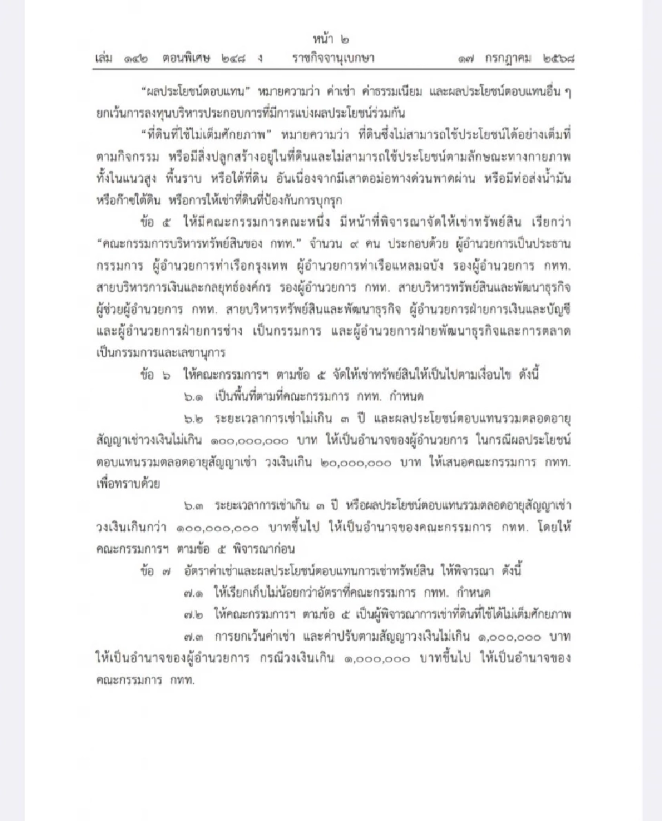 ราชกิจจาฯ ประกาศ ระเบียบใหม่ “การท่าเรือฯ” เข้มสัญญาเช่าพื้นที่เชิงพาณิชย์