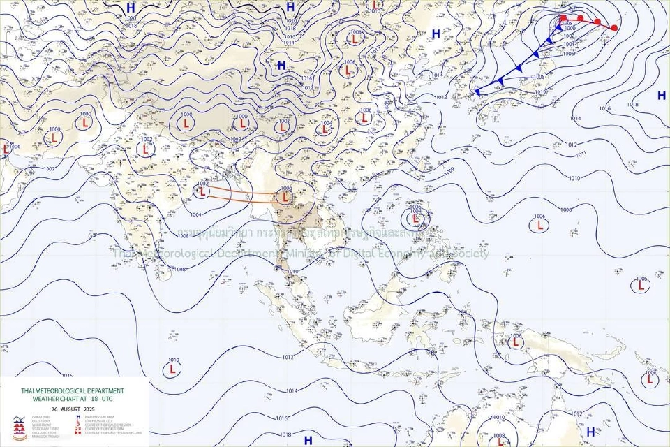 ประกาศกรมอุตุฯฉบับ 20 พายุคาจิกิ เตือน 5 จว.ระวังน้ำท่วมฉับพลัน 