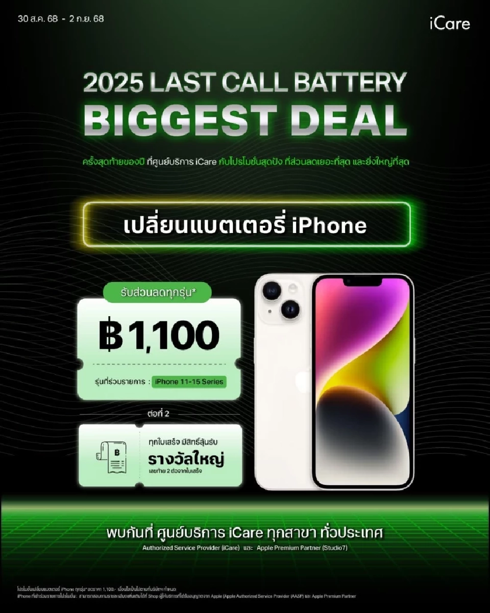มัดรวมโปรเปลี่ยนแบต iPhone ลดสูงสุด 1,100 บาท มาก่อนได้สิทธิ์ก่อน