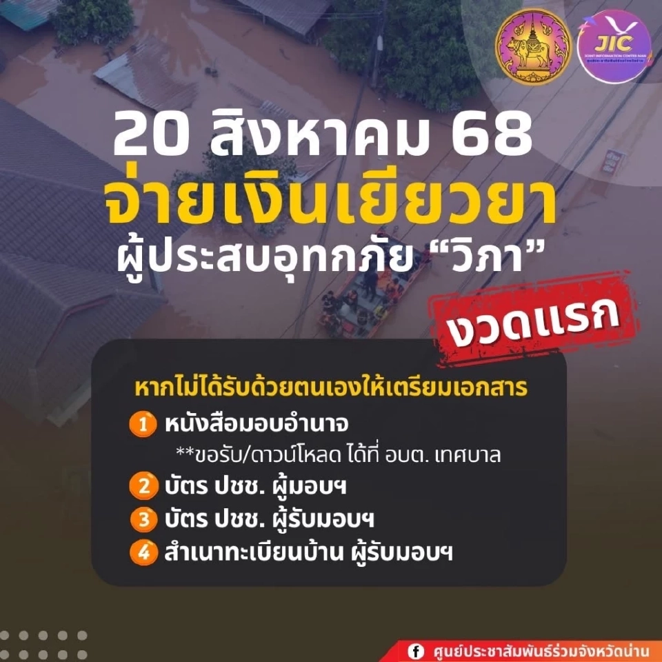 เงินเยียวยาน้ำท่วม 9,000 บาท