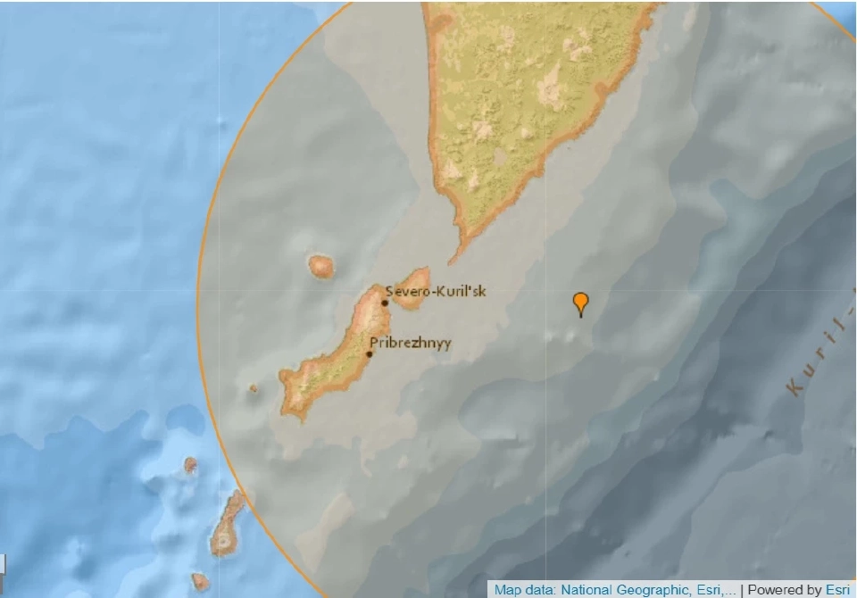 เกิดแผ่นดินไหวขนาด 6.8 แมกนิจูด ใกล้หมู่เกาะคูริล รัสเซีย