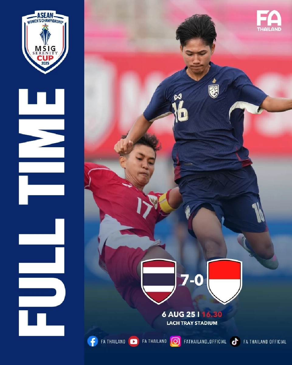  ไทย ถล่ม อินโดนีเซีย 7-0 