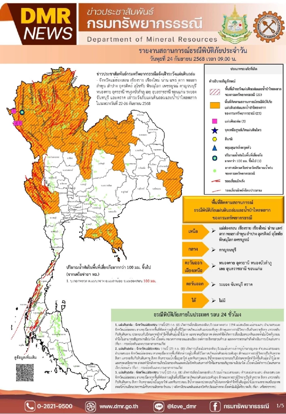 สถานการณ์ธรณีพิบัติภัยแผ่นดินถล่มและน้ำป่าไหลหลาก