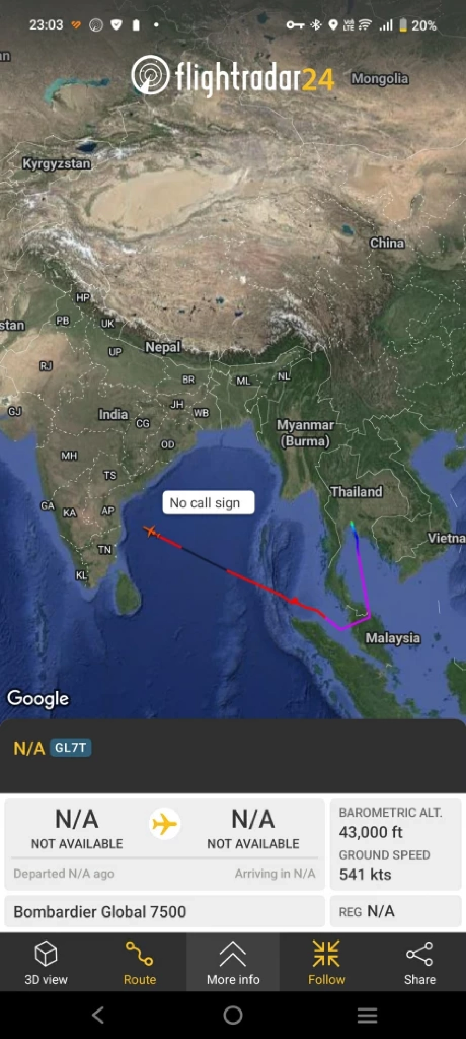 ด่วน ข้อมูล Flightradar24 พบ เครื่องบินส่วนตัว 'ทักษิณ' มุ่งหน้าสู่ดูไบ