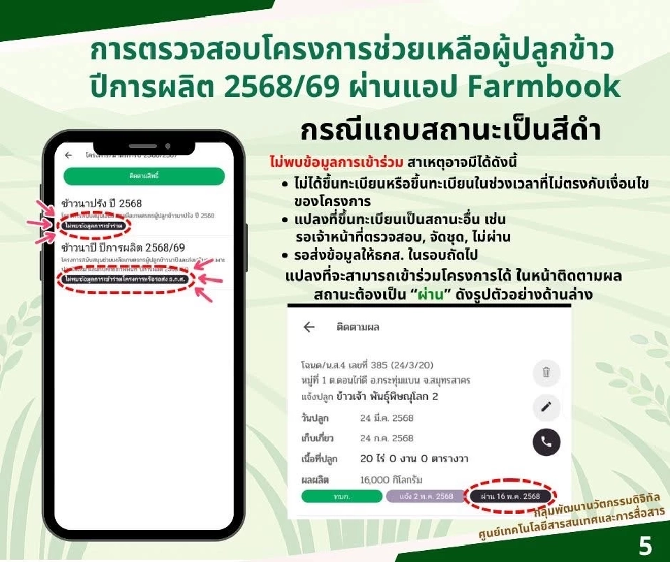 ตรวจสอบสิทธิเงินไร่ละ 1000 ปีการผลิต 2568/69 