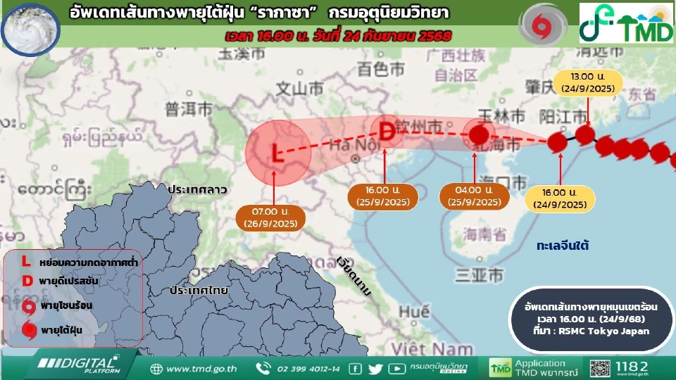 อัปเดตเส้นทางพายุรากาซา