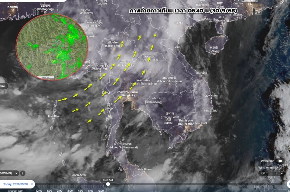 กรมอุตุนิยมวิทยา ได้เปิดภาพถ่ายดาวเทียมและภาพเรดาร์ ช่วงเช้าของวันนี้ พบว่า พายุ&quot;บัวลอย&quot; 