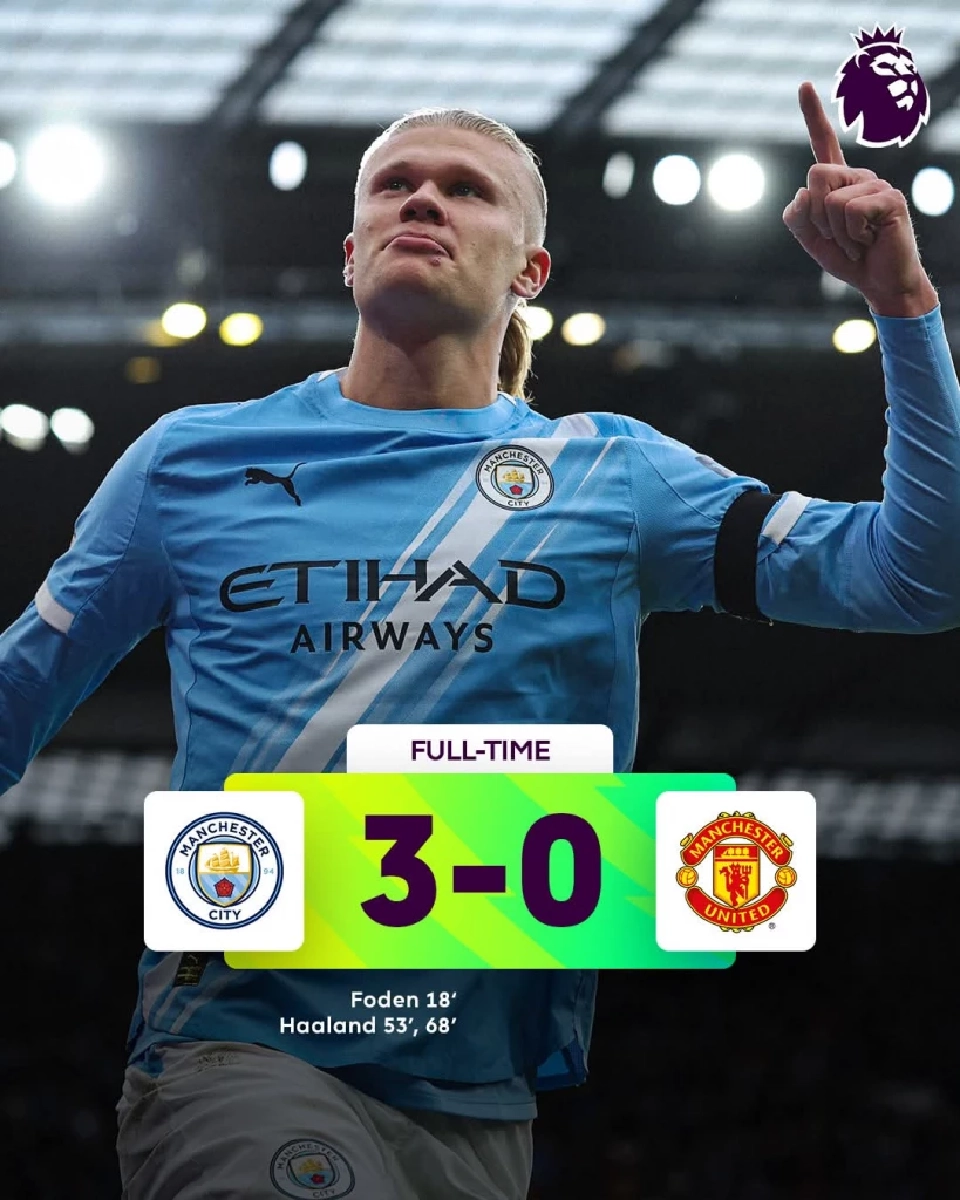 ผลบอลสด แมน​ซิตี้​ ถล่ม แมนยู 3-0