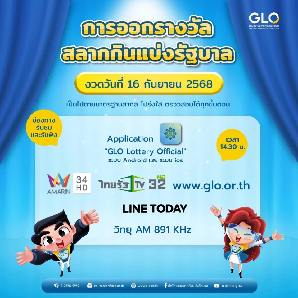 ถ่ายทอดสด LIVE ผลหวยออกงวดวันอังคารที่ 16 กันยายน 2568 พร้อมลิงก์ชมสด