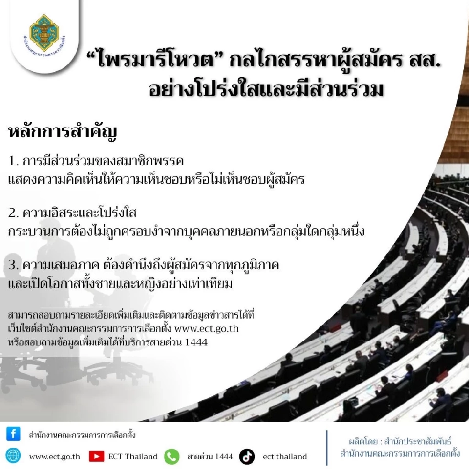 รับเลือกตั้ง สส. ปี 69 กกต.ตีปี๊บขั้นตอนทำ "ไพรมารีโหวต"