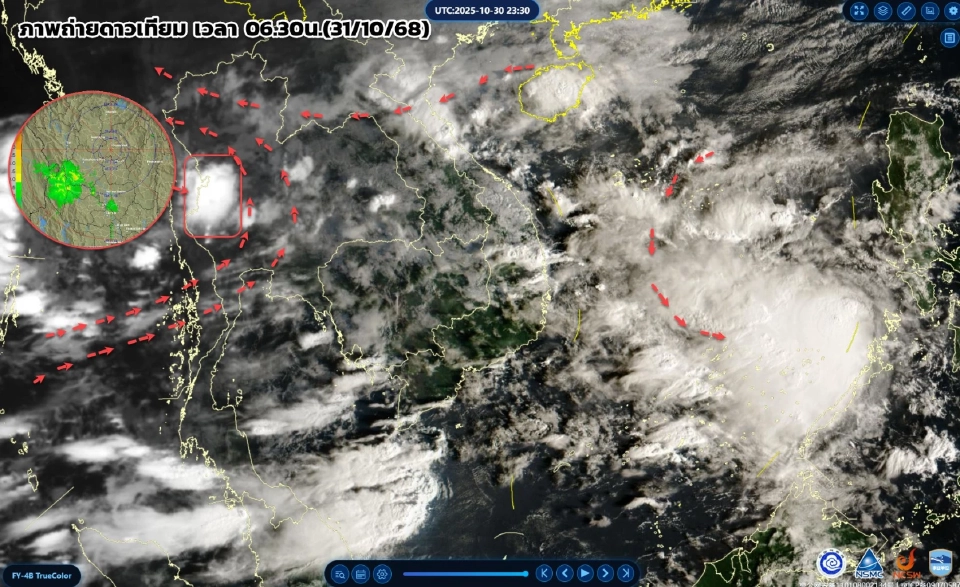 กรมอุตุนิยมวิทยา อัปเดตเรดาร์ฝนวันนี้ 31 ต.ค.68 พบเมฆฝนมากพร้อมเตือนไทยตอนบนรวมกทม.และภาคใต้ อากาศแปรปรวน ฝนเพิ่ม