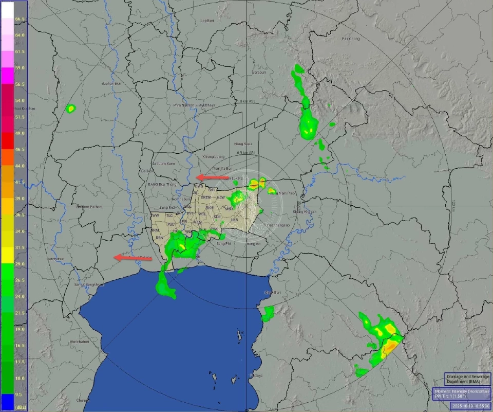 เวลา 19.00 น. พื้นที่ กทม. ฝนเล็กน้อย