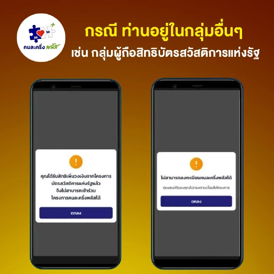 บัตรสวัสดิการแห่งรัฐไม่ต้องลงทะเบียนคนละครึ่ง