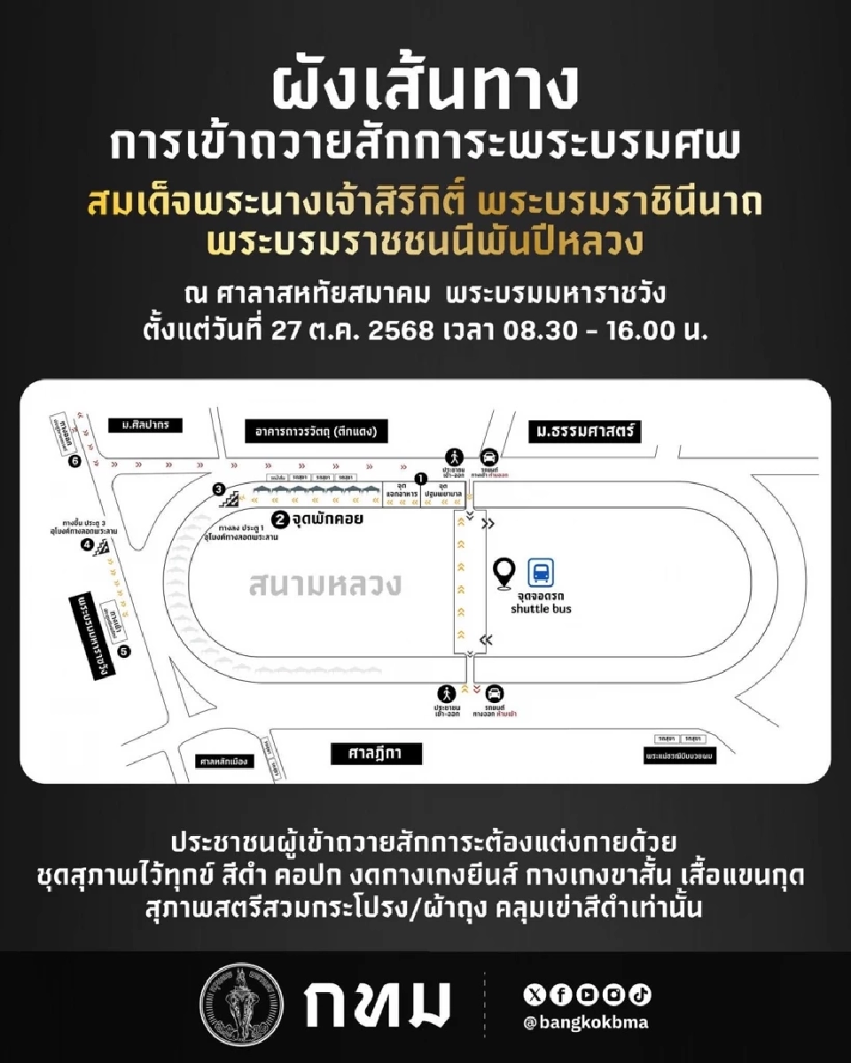 ผังเส้นทางถวายความอาลัยสมเด็จพระพันปีหลวง