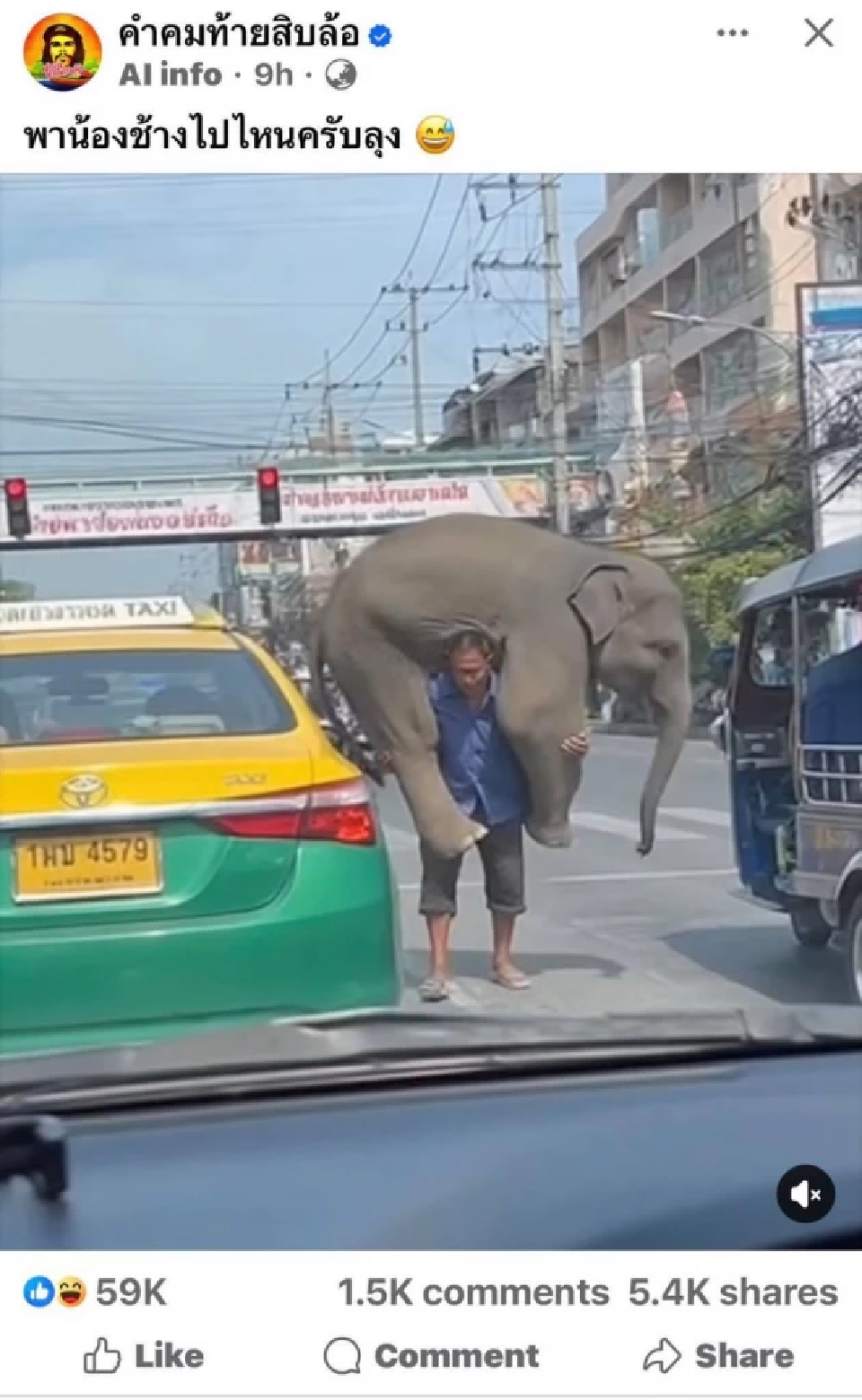 สกมช. เช็คแล้ว คลิปชายแบกช้าง สร้างจาก AI เตือนให้ชัวร์ก่อนแชร์