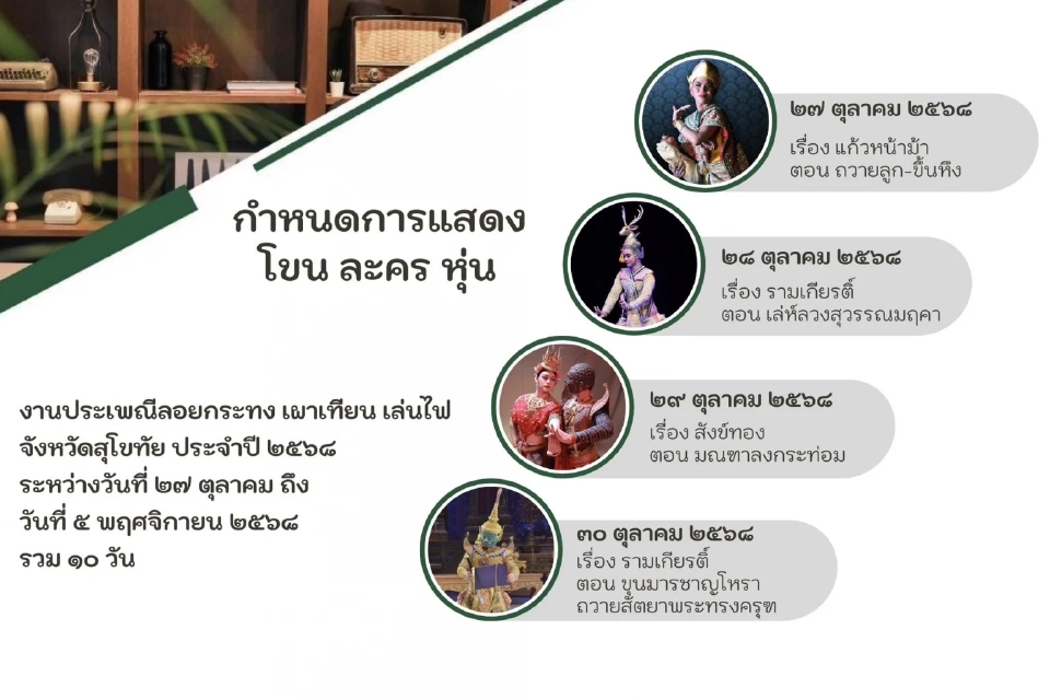 อัปเดต งานลอยกระทงสุโขทัย 2568 ประเพณีเผาเทียน เล่นไฟ เริ่มแล้ว 27 ต.ค.-5 พ.ย.