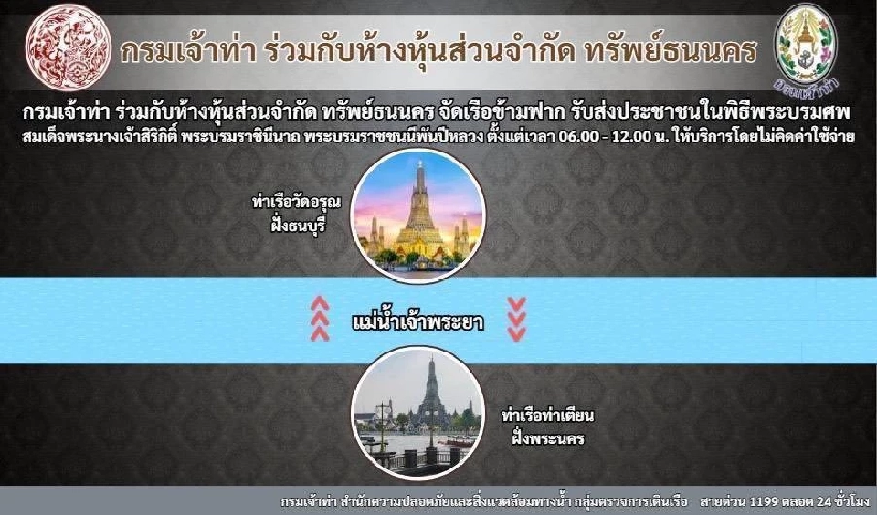 นั่ง 'เรือข้ามฟากฟรี' ร่วมพิธีถวายน้ำสรงพระบรมศพ สมเด็จพระพันปีหลวง