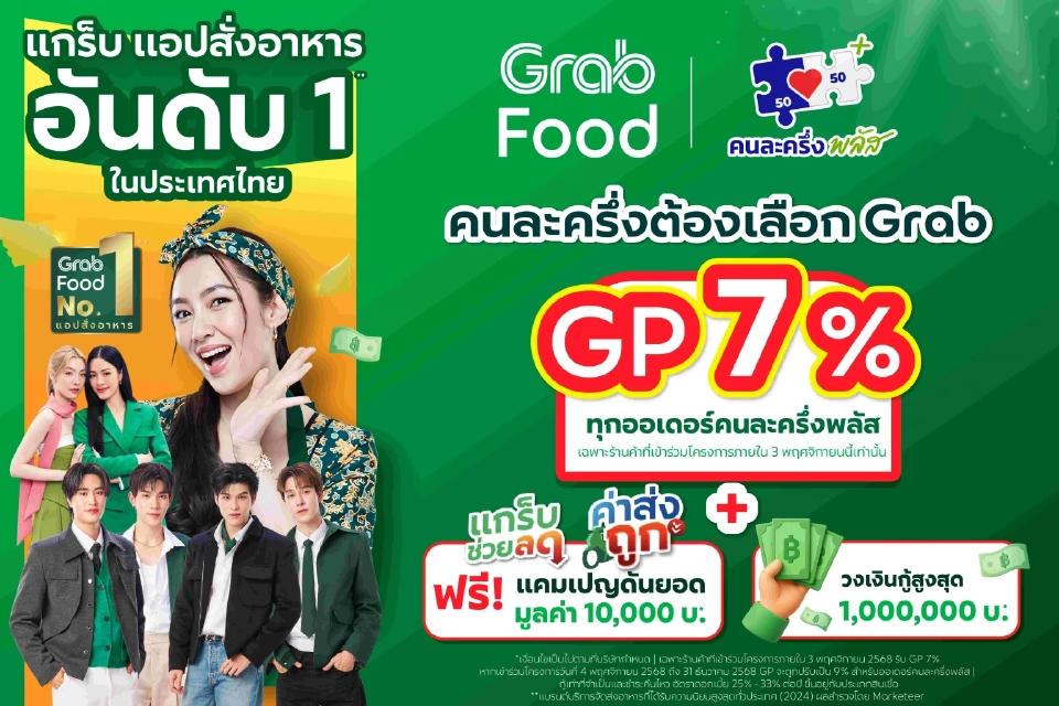 แกร็บ หั่น GP เหลือ 7% หนุนร้านค้าร่วม“คนละครึ่งพลัส” อัด 200 ล้านโปรโมต