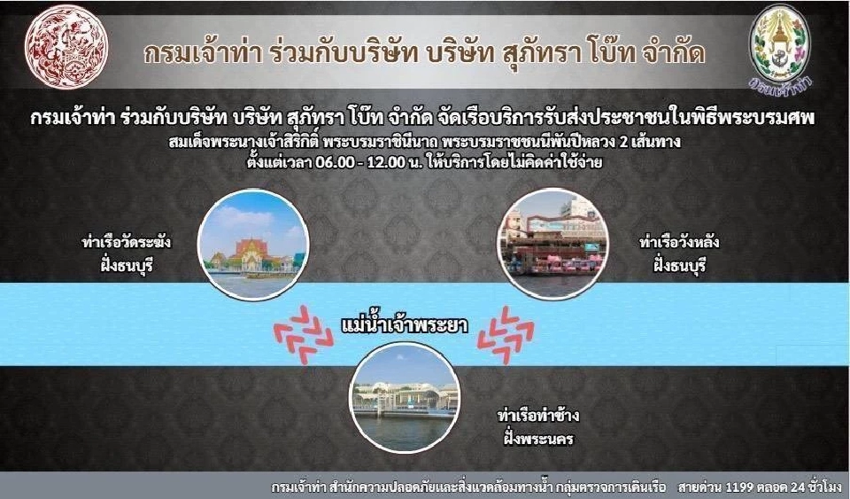 นั่ง 'เรือข้ามฟากฟรี' ร่วมพิธีถวายน้ำสรงพระบรมศพ สมเด็จพระพันปีหลวง