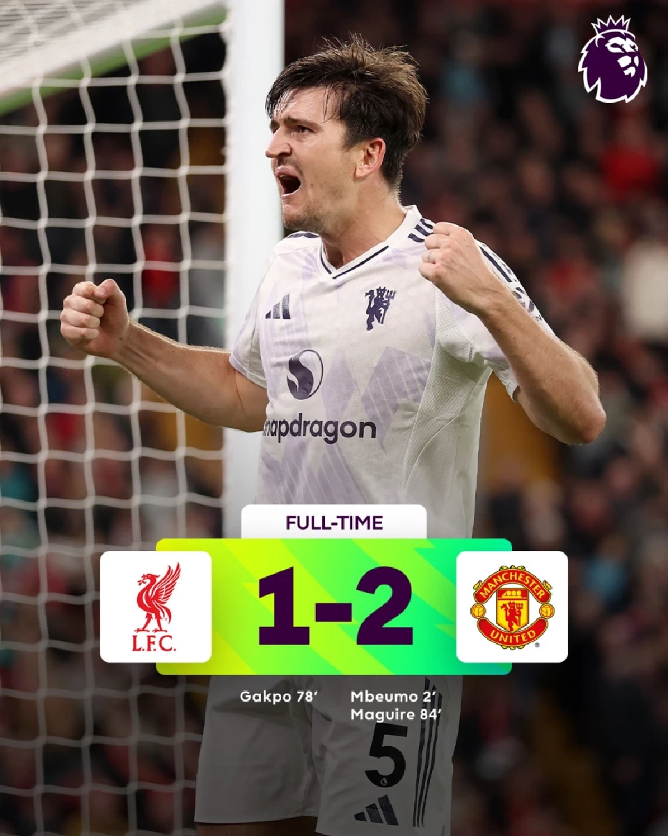 แดงเดือดยกแรก ลิเวอร์พูล พ่าย แมนฯยูไนเต็ด เช็กผลบอล ตารางคถแนนพรีเมียร์ลีกล่าสุด