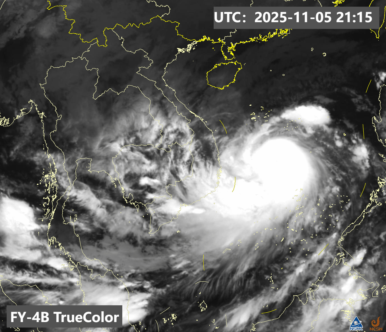 กรมอุตุนิยมวิทยา อัปเดตภาพถ่ายดาวเทียม-เส้นทางพายุคัลแมกีล่าสุด 6 พ.ย.68