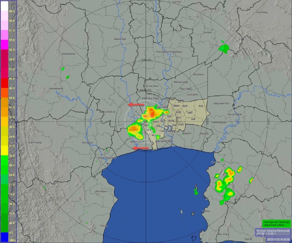 ศูนย์ป้องกันน้ำท่วม กรุงเทพมหานคร รายงานว่า วันที่ 12 พฤศจิกายน 2568 