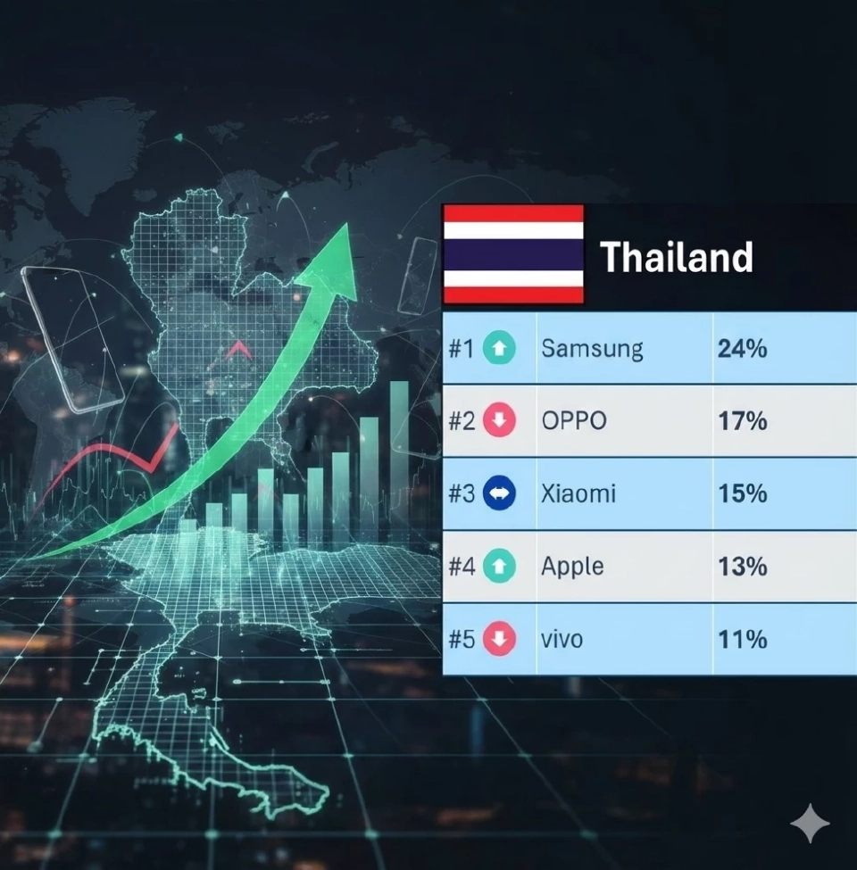 Samsung ผงาดเบอร์ 1 สมาร์ทโฟนไทยครองแชร์ 24% Apple โตแรง
