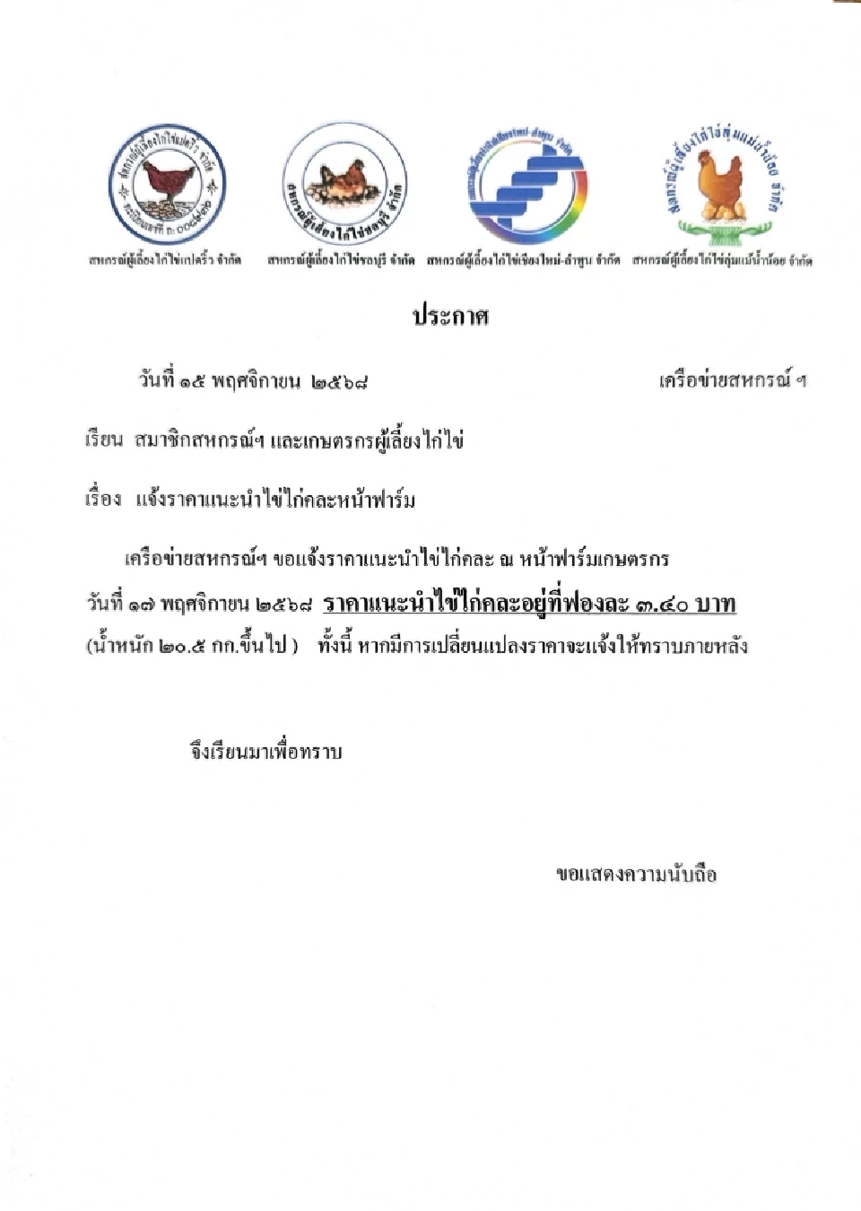 ผู้บริโภคร้องจ๊าก "หมู-ไข่ไก่” ประกาศปรับขึ้นราคา มีผลวันนี้