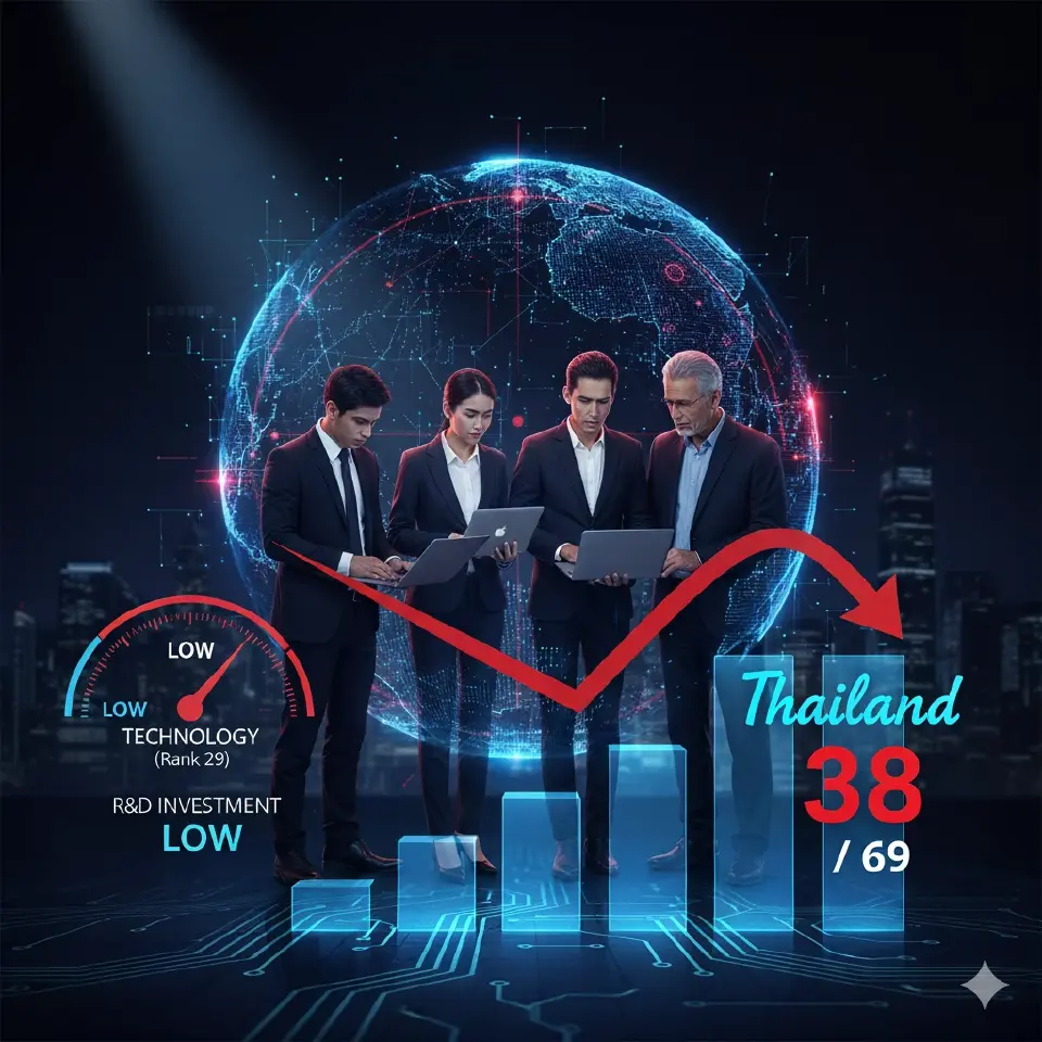 ความสามารถการแข่งขันดิจิทัลไทยร่วงอยู่ที่ 38 โลก "เทคโนโลยี"จุดอ่อนสำคัญ