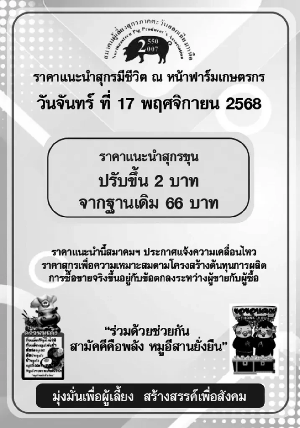 ผู้บริโภคร้องจ๊าก "หมู-ไข่ไก่” ประกาศปรับขึ้นราคา มีผลวันนี้