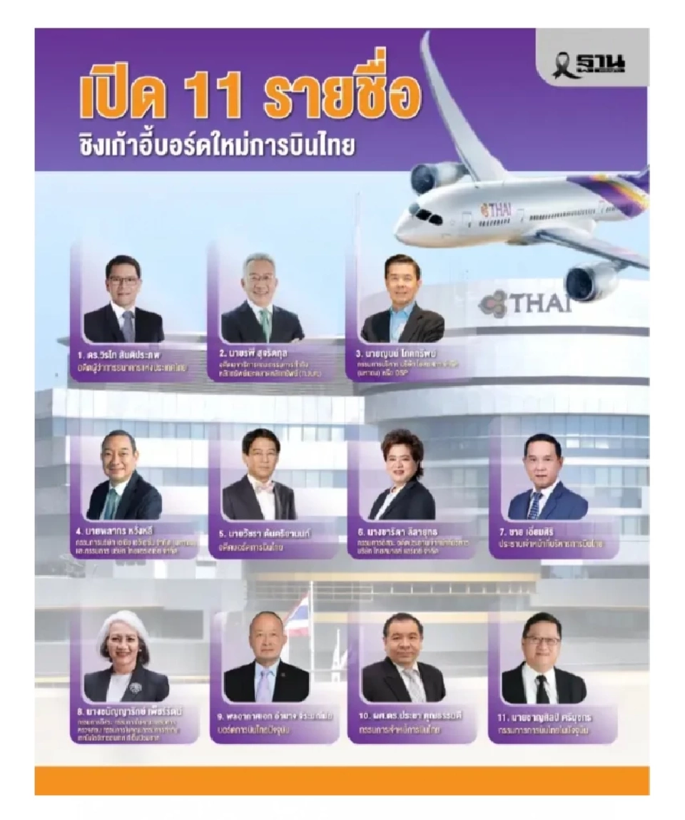 เสนอ 11 รายชื่อชิงเก้าอี้บอร์ดใหม่ การบินไทย
