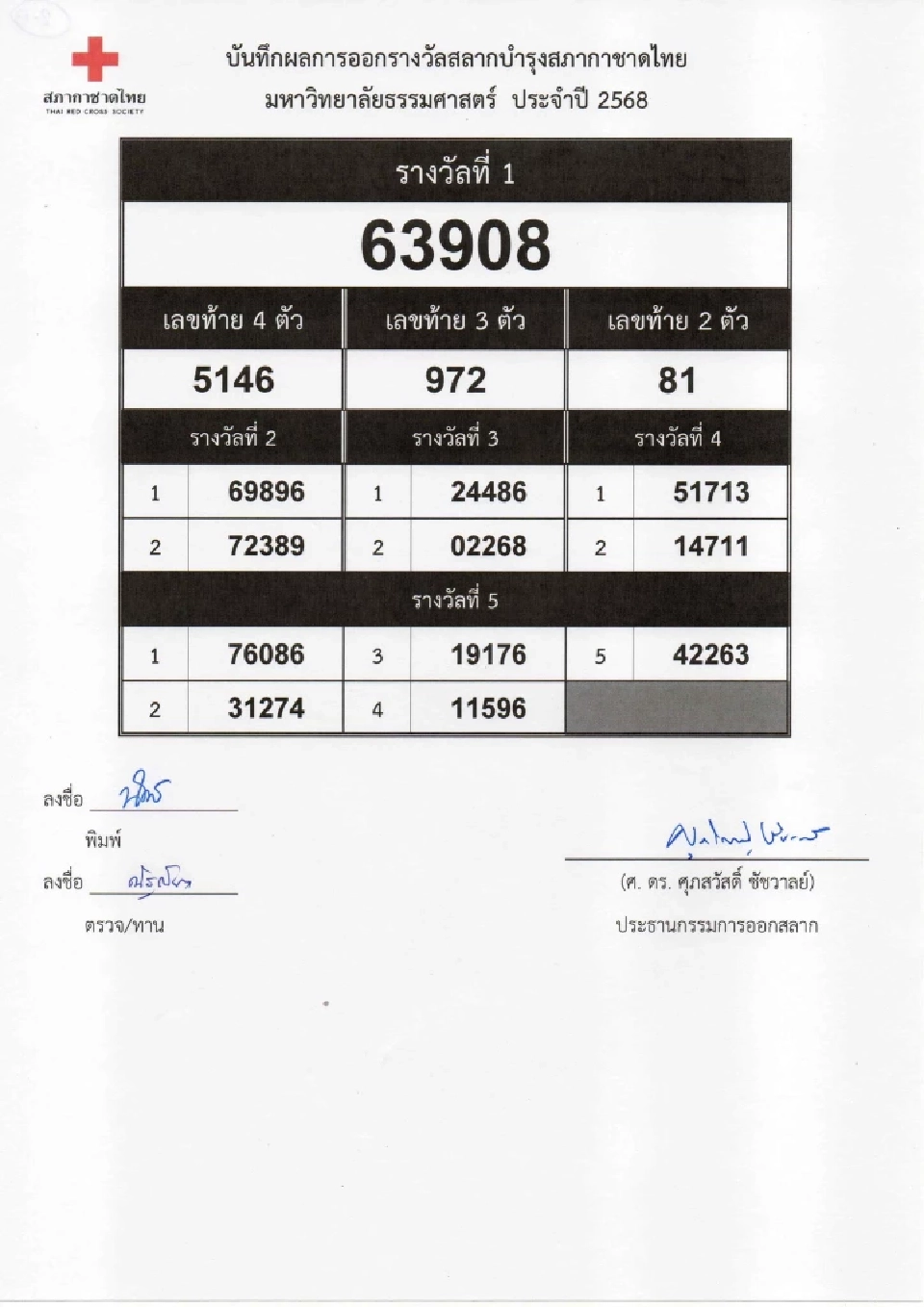 ตรวจสลากกาชาด 2568 เช็กผลการออกรางวัล ดูผลออนไลน์ที่นี่