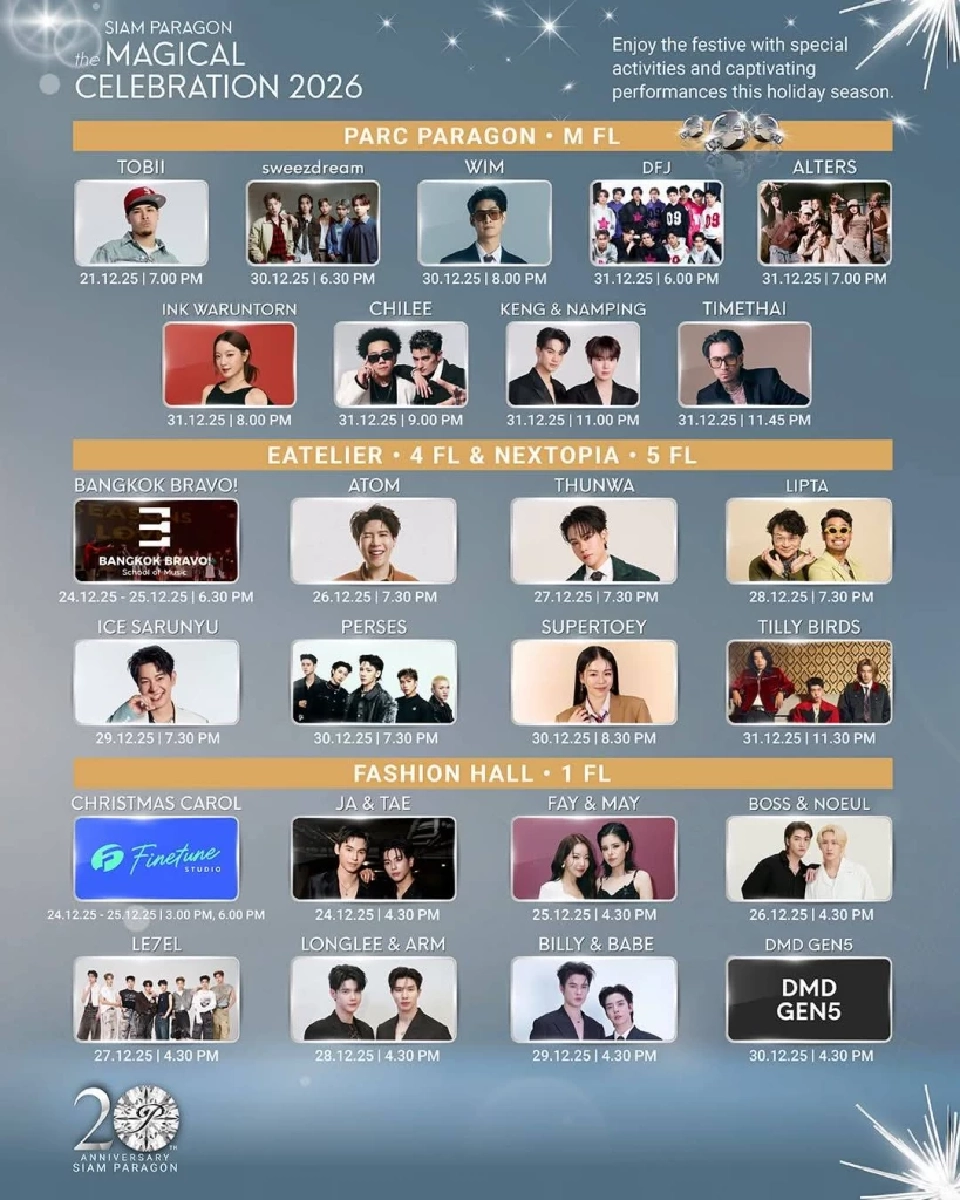 มัดรวมพิกัด ‘เคาท์ดาวน์กรุงเทพ 2026’ ดูพลุปีใหม่ไหนดี เปิดไลน์อัพศิลปินสุดปัง