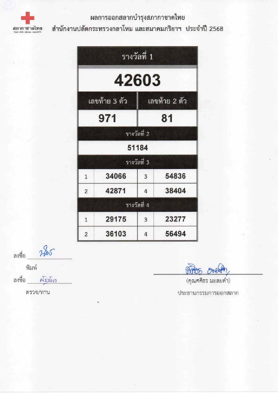 ตรวจสลากกาชาด 2568 เช็กผลการออกรางวัล ดูผลออนไลน์ที่นี่