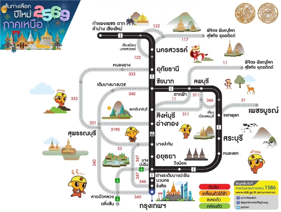'กรมทางหลวง' เปิดพิกัดเส้นทางเลี่ยงรถติด รับเทศกาลปีใหม่ 2569