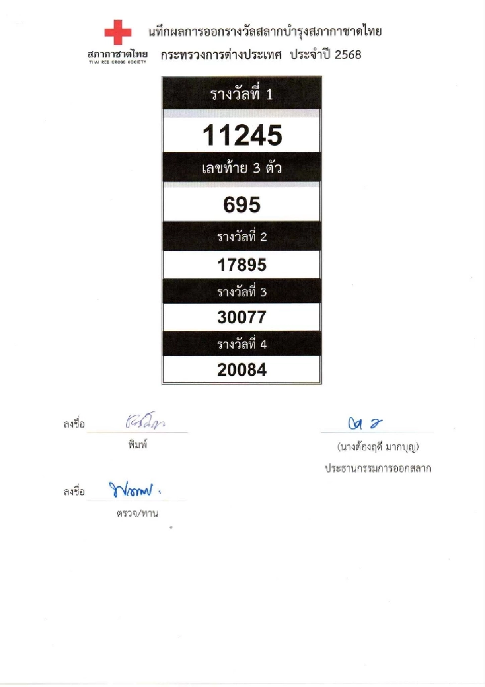 ตรวจสลากกาชาด 2568 เช็กผลการออกรางวัล ดูผลออนไลน์ที่นี่
