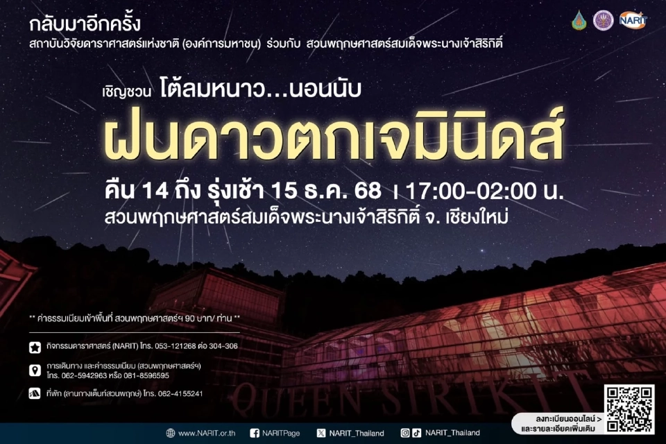 เชียงใหม่ ชวนดู ‘ฝนดาวตกเจมินิดส์ 2568’ คืนนี้ 14 ธ.ค. เช็กพิกัดที่นี่