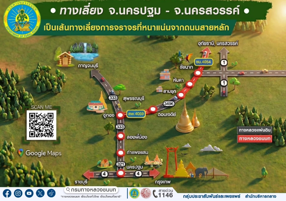 เทศกาลปีใหม่ 2569 'กรมทางหลวงชนบท' แนะ 7 เส้นทางเลี่ยงรถติด