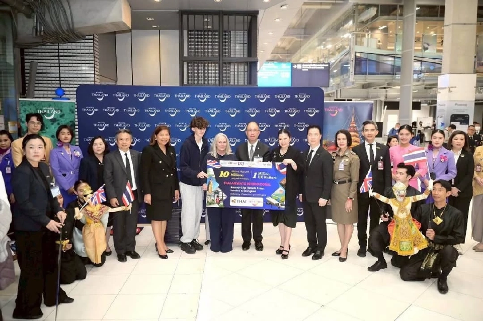 ทุบสถิติใหม่นักท่องเที่ยวอังกฤษเที่ยวไทยทะลุ 1 ล้านคน ดันนิวไฮตลาดระยะไกล 10 ล้านคน