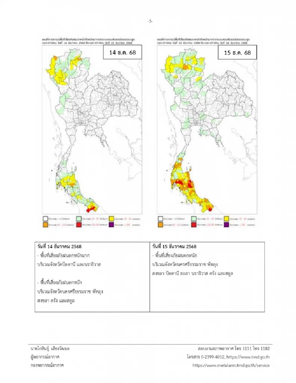 กรมอุตุฯประกาศเตือน 12 -16 ธ.ค.ภาคใต้ฝนตกหนักถึงหนักมาก คลื่นสูง 2-3 เมตร