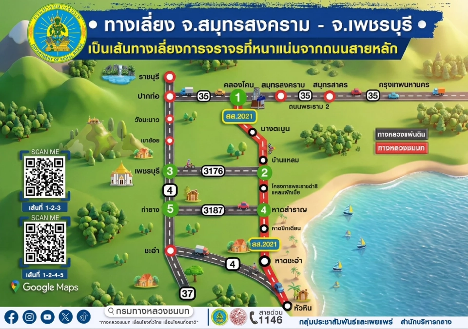 เทศกาลปีใหม่ 2569 'กรมทางหลวงชนบท' แนะ 7 เส้นทางเลี่ยงรถติด