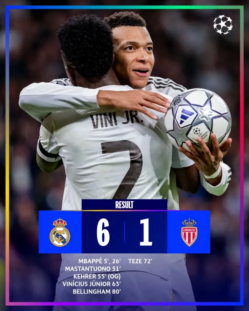 เรอัล มาดริด 6-1 โมนาโก