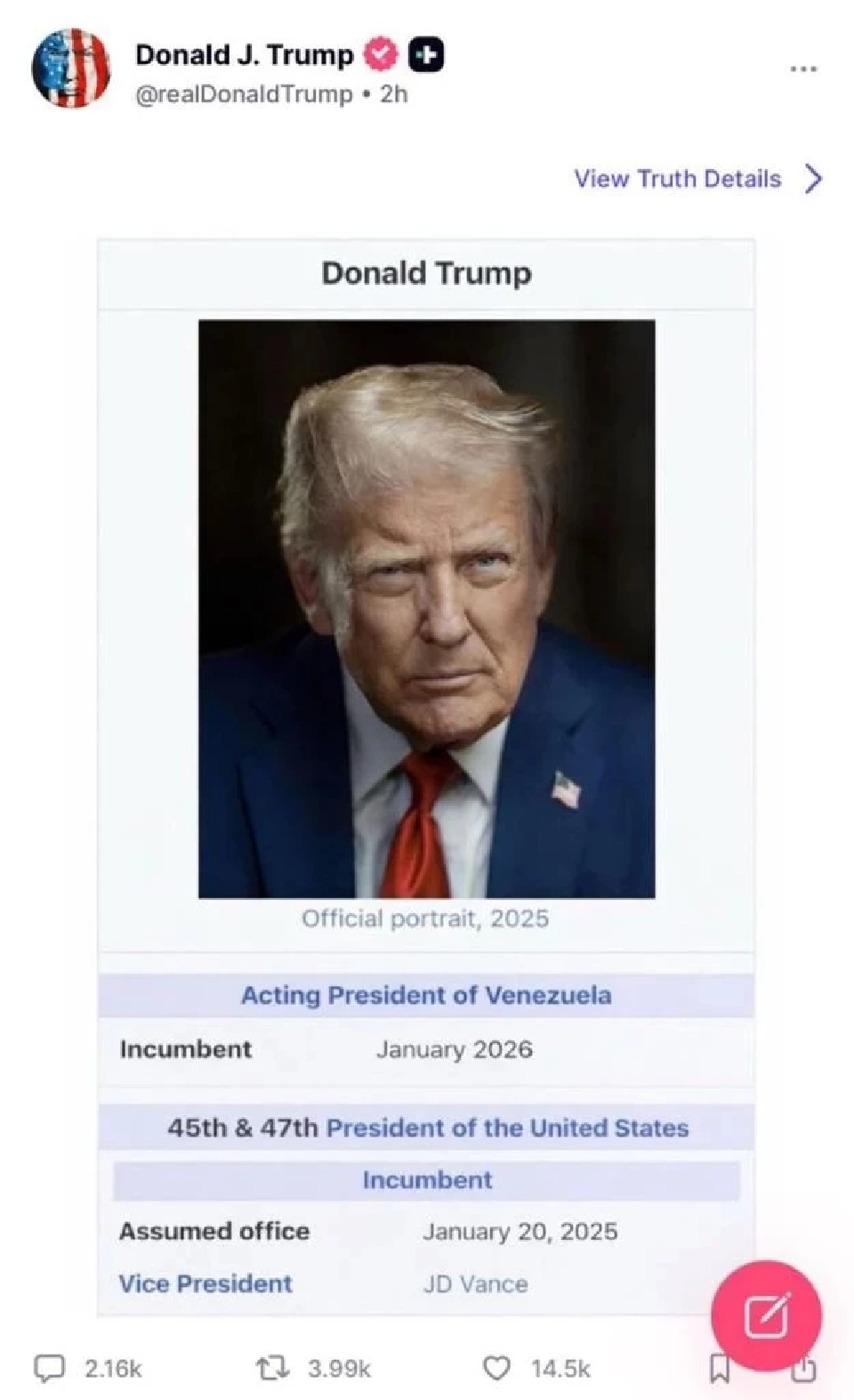 'ทรัมป์' ประกาศ นั่งรักษาการ ปธน.เวเนซุเอลา บีบคิวบาปิดดีลก่อนสายเกินไป