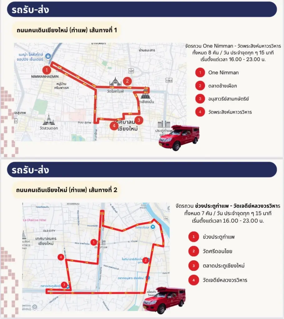 ถนนคนเดินท่าแพ 2 เส้นทาง  