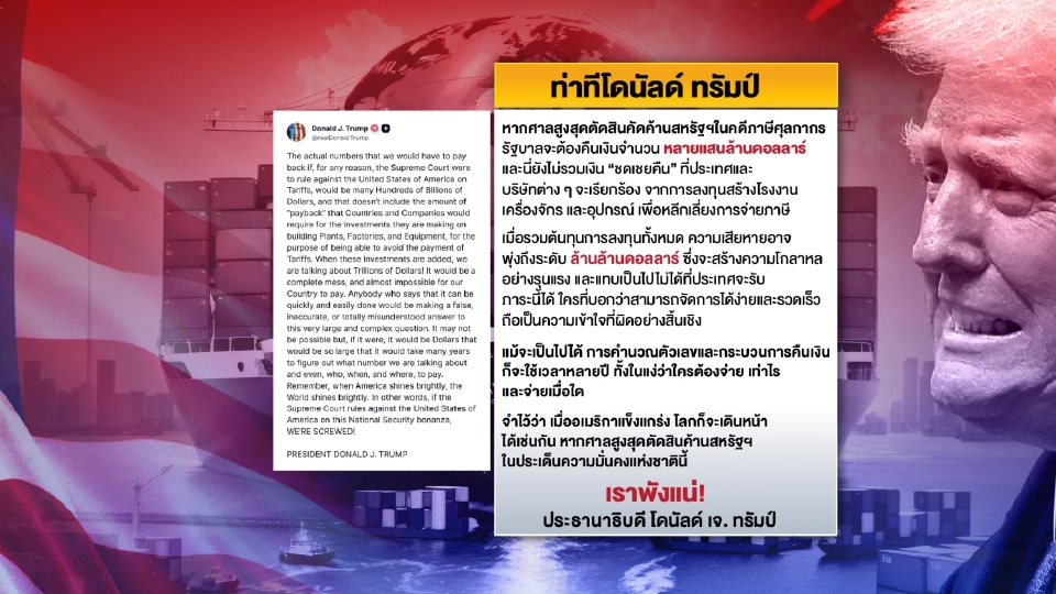 เปิด 4 กฎหมาย กระสุนสำรอง 'ภาษีทรัมป์' แรงกว่าภาษีตอบโต้