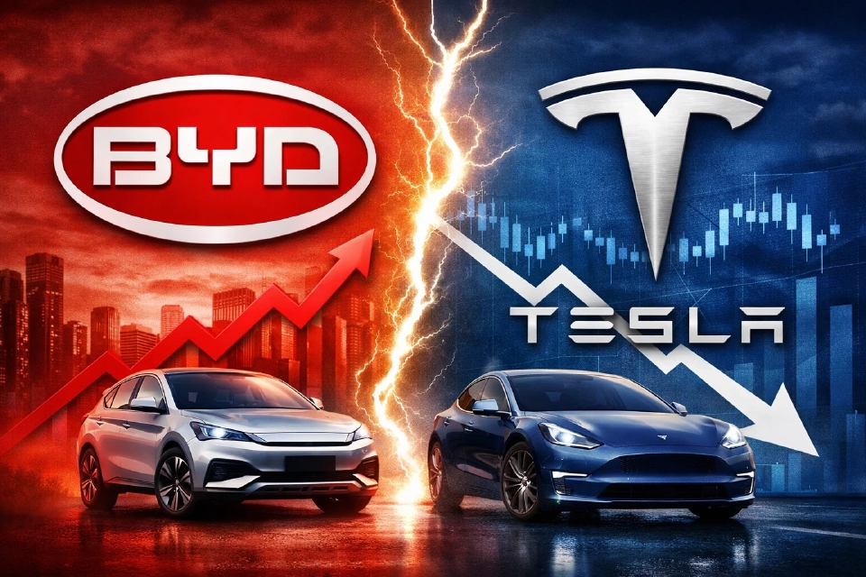 BYD ผงาดแซง Tesla ขึ้นแท่นผู้นำรถยนต์ EV โลก ยอดพลิกขั้วแตะ 2.26 ล้านคัน
