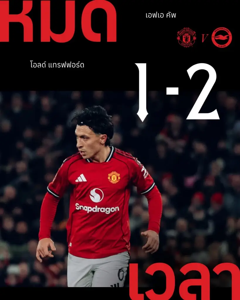 แมนฯยูไนเต็ด พ่าย ไบรท์ตัน​ 1-2 ร่วงตกรอบเอฟเอคัพ รอบ3